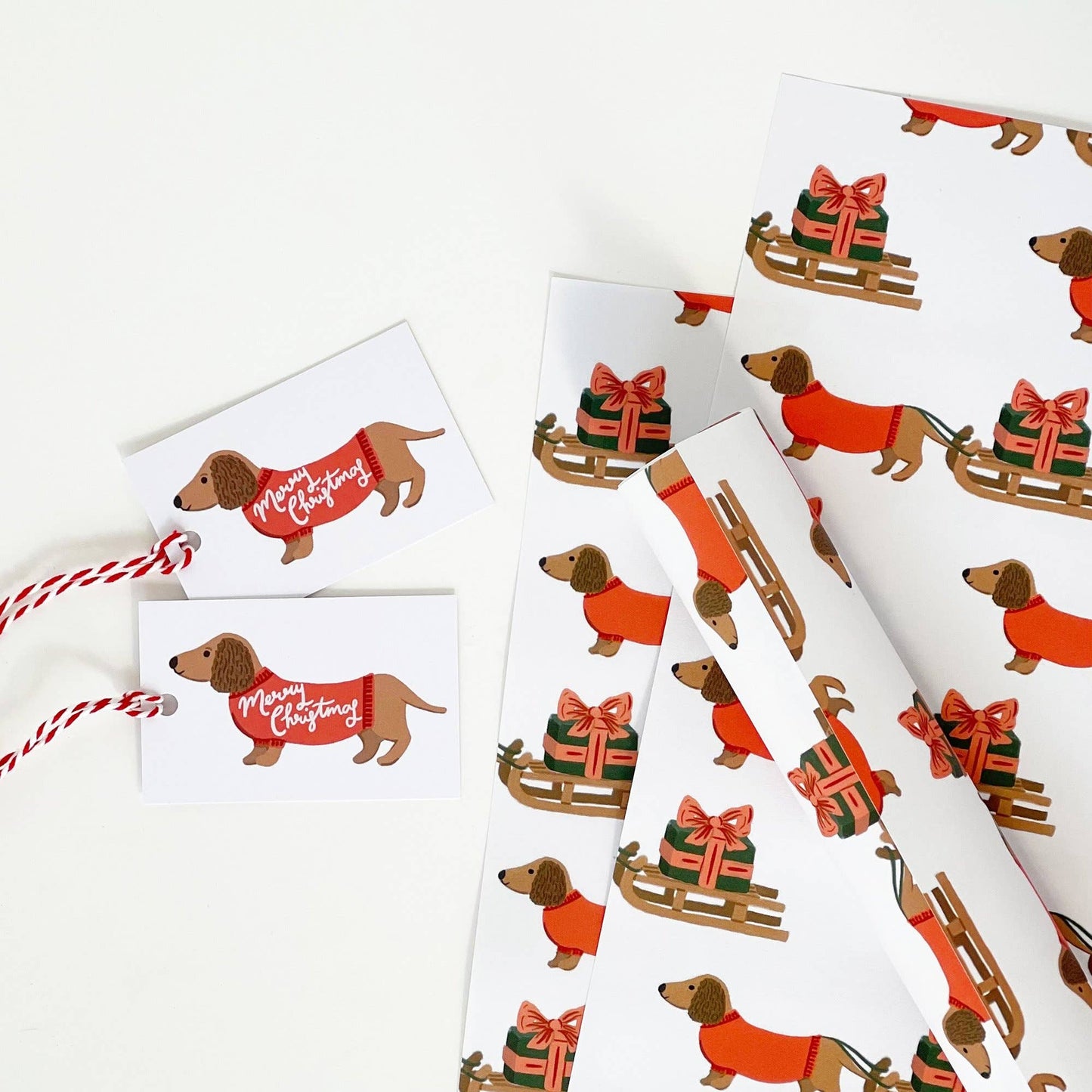 Christmas Dachshund and Sledge Gift Wrap