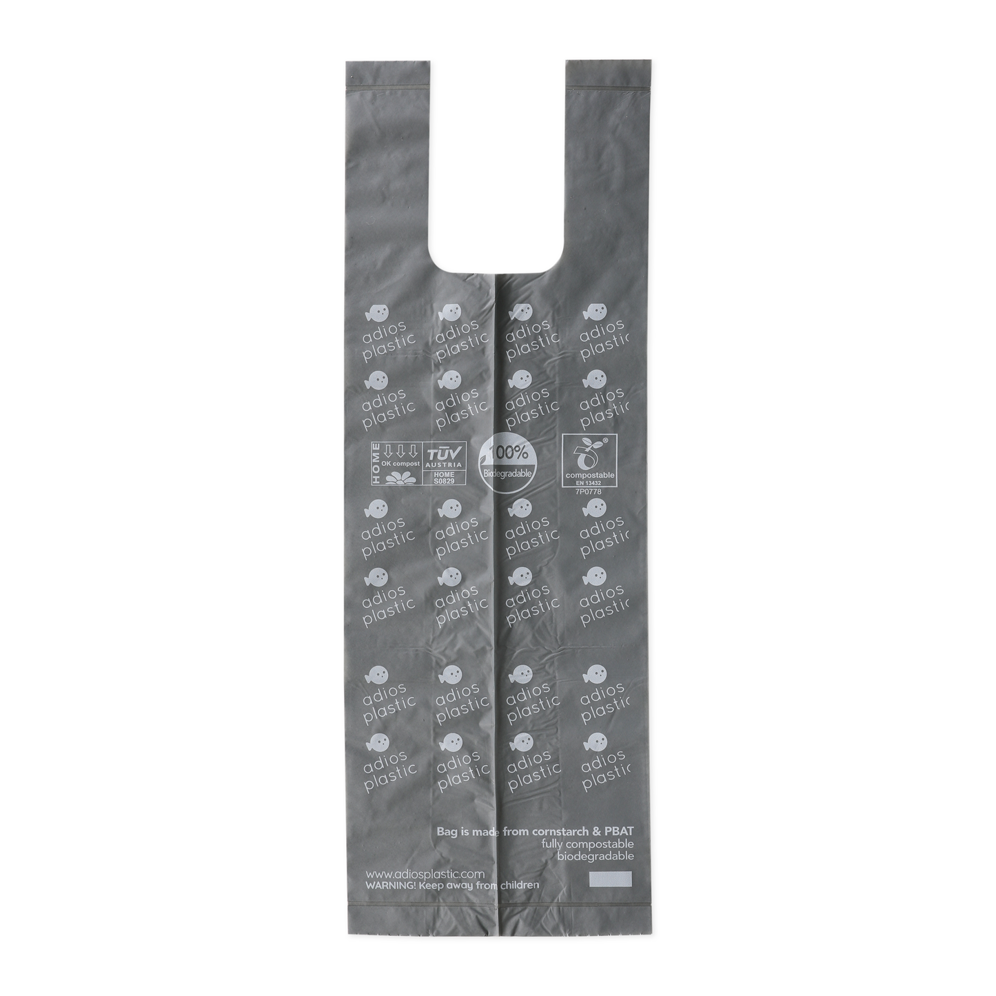 Compostable Dog Poo Bags - 4 Rolls Grey - HANDLES (60 Bags)