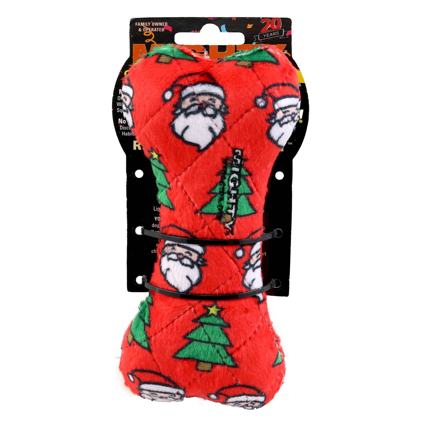 Mighty Bone- Medium Christmas Squeaky Dog Toy, No Stuffing