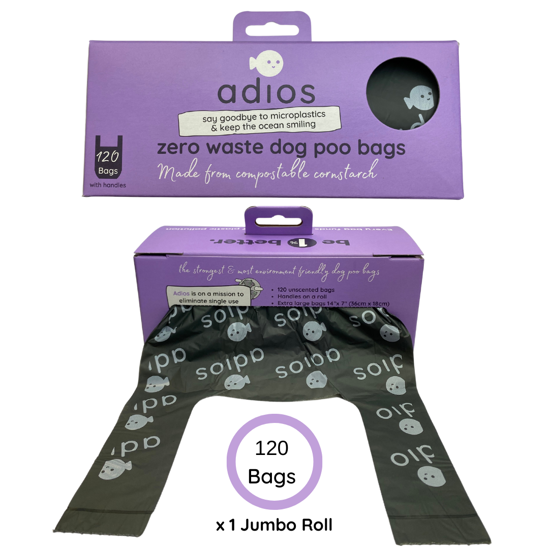 Compostable Dog Poo Bags With Handle - Jumbo Roll - 120 bags