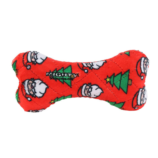 Mighty Bone- Medium Christmas Squeaky Dog Toy, No Stuffing