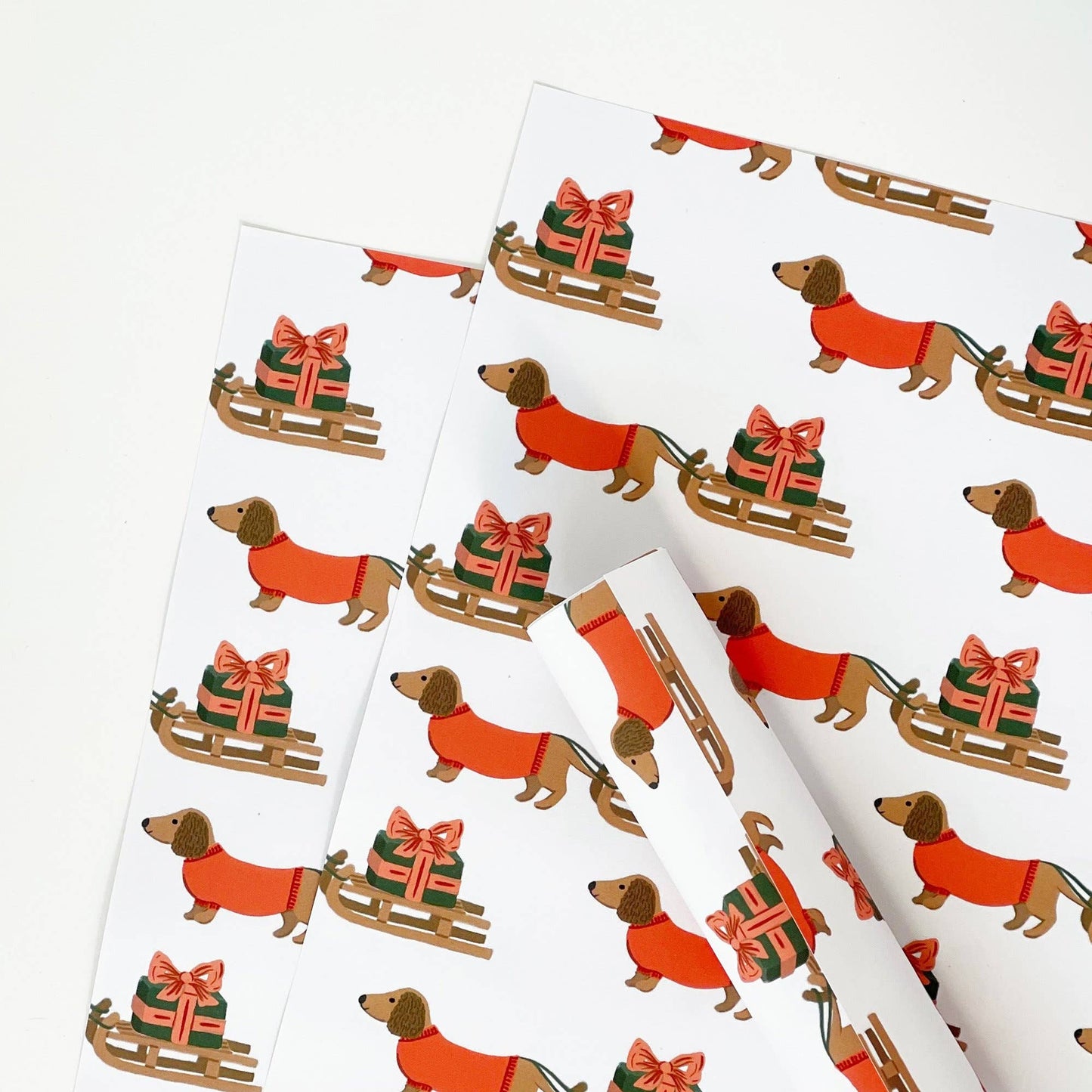 Christmas Dachshund and Sledge Gift Wrap