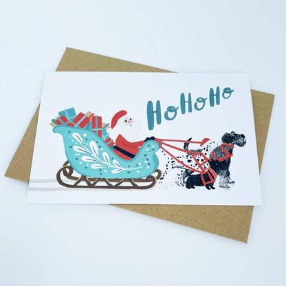 Sleigh & Dogs - Ho Ho Ho Christmas Card