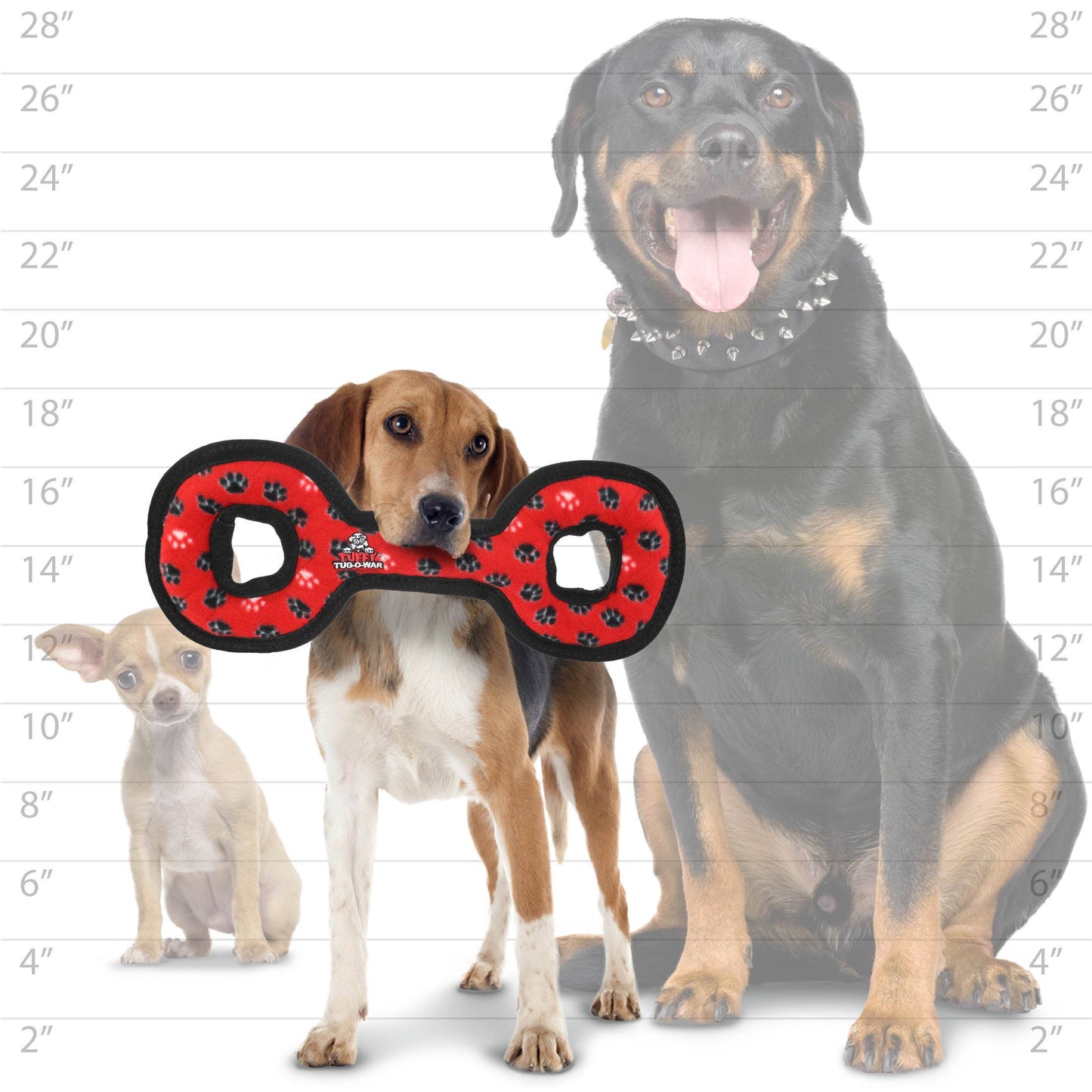 Tuffy Medium Tug-O-War - Red Paw, Squeaky Dog Toy