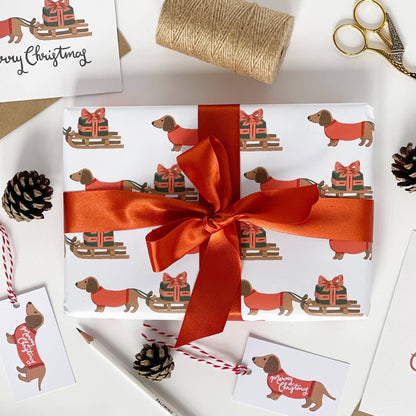 Christmas Dachshund and Sledge Gift Wrap