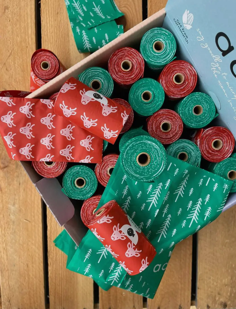 Adios Christmas Compostable Poo Bags - Loose roll (15 bags)