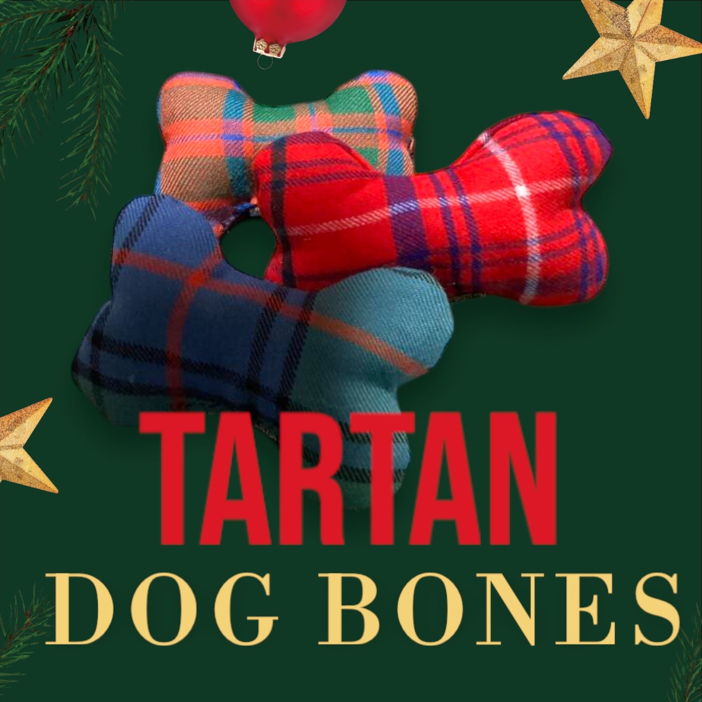 Bark + Ride Squeaky Tartan Dog Bone