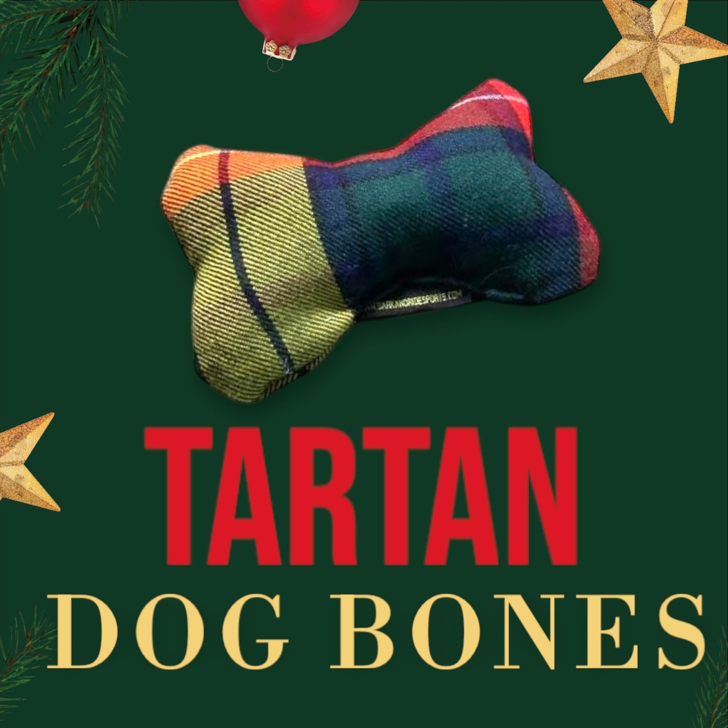 Bark + Ride Squeaky Tartan Dog Bone