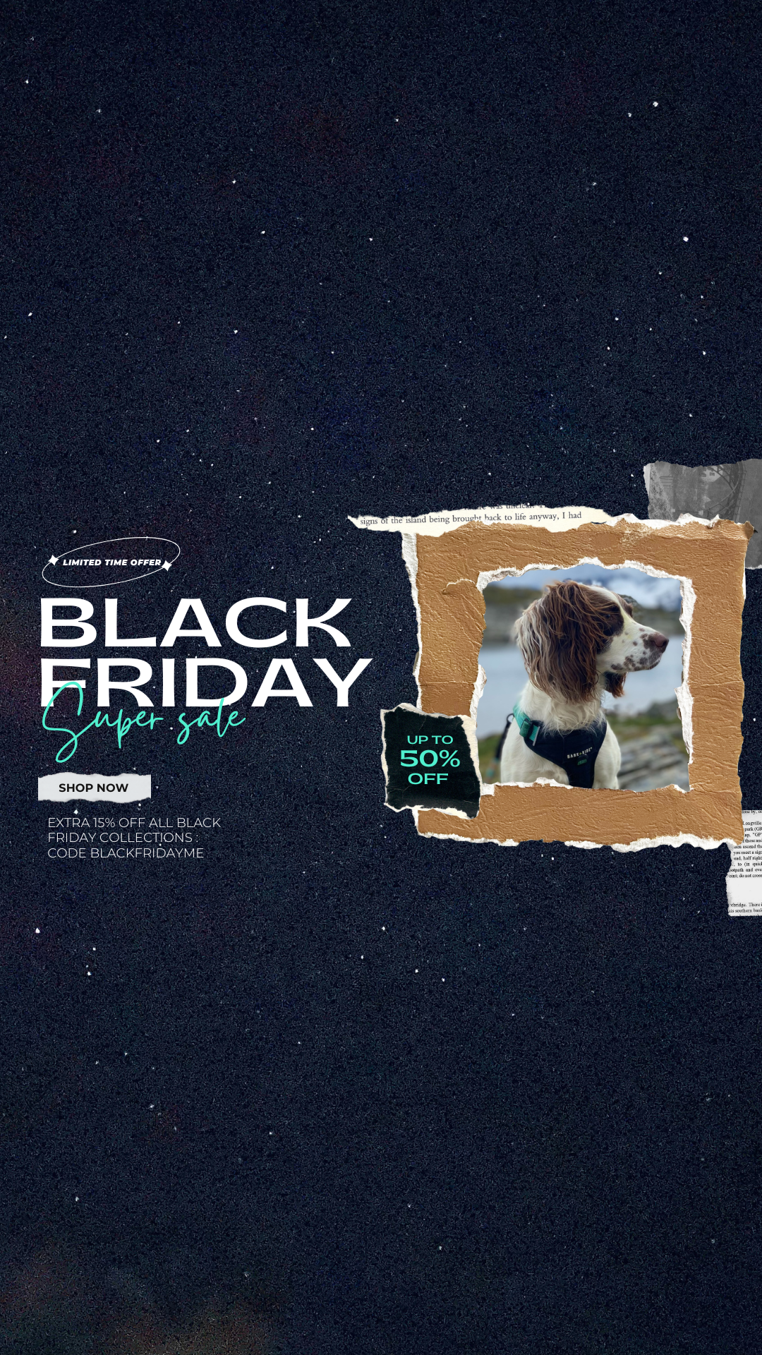 Black Friday Image of Dog in a celestial background