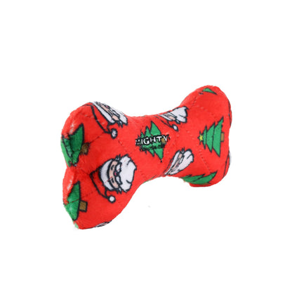 Mighty Bone- Medium Christmas Squeaky Dog Toy, No Stuffing