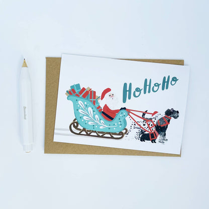 Sleigh & Dogs - Ho Ho Ho Christmas Card