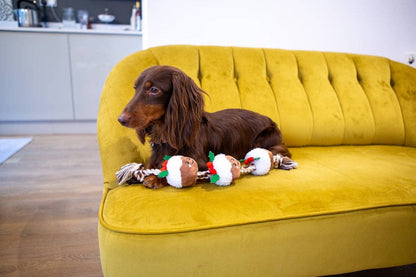 String of Christmas Puds Rope Dog Toy